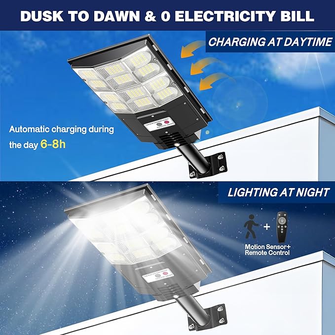 3500W Solar Flood Lights [25000LM Extreme Bright] with Radar Motion Sensor, IP66 Waterproof for Driveway, Farm, Warehouse - Solar Security Lights for Homeowner/Rancher/Contractor