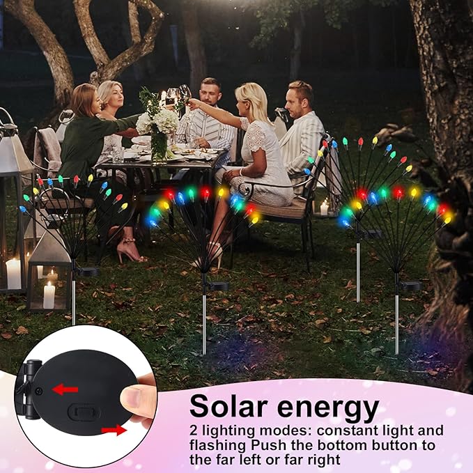4 Pcs St Patricks Day Outdoor Decorations Solar Lights Waterproof Green 48 LED Swaying Pathway Firefly Stake Lights for Outside Yard Garden Lawn Decorations(Multicolor,Pine Cone)