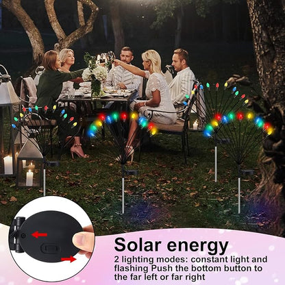 4 Pcs St Patricks Day Outdoor Decorations Solar Lights Waterproof Green 48 LED Swaying Pathway Firefly Stake Lights for Outside Yard Garden Lawn Decorations(Multicolor,Pine Cone)