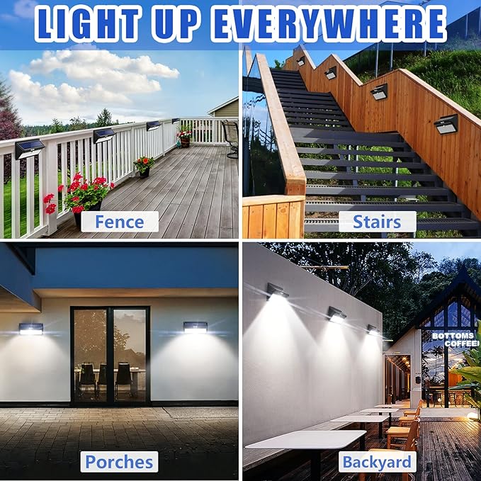 BAXIA TECHNOLOGY Solar Lights Outdoor, Wireless 100 LED Solar Motion Sensor Lights Waterproof Security Wall Lighting Outside for Front Door, Backyard, Steps, Garage, Garden (2000LM, 4PACK)