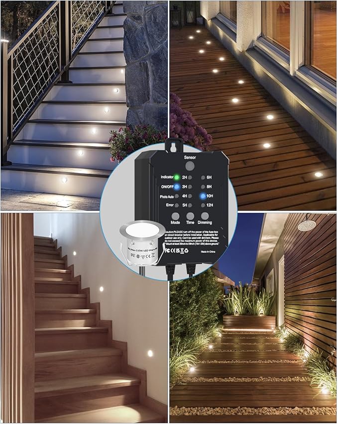 HIBOITEC Low Voltage Deck Lights Kit with Transformer Dimmable Timer and Photocell Sensor Outdoor Recessed LED Deck | Lumora