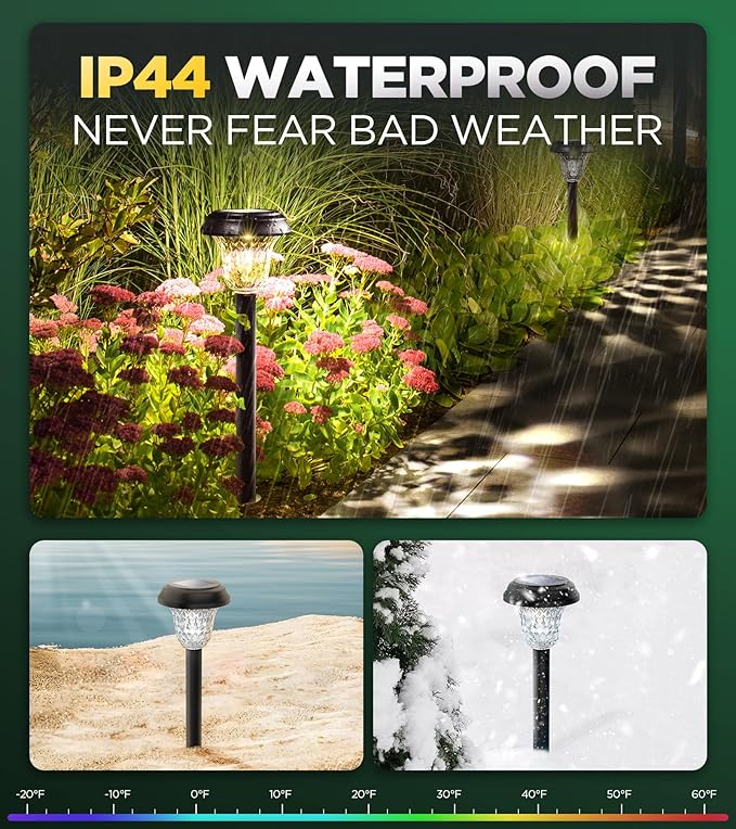 10 Pack Ultra Bright Solar Lights Outdoor Waterproof, from Dusk to Dawn Up to 12H Solar Light for Outside, Auto | Lumora