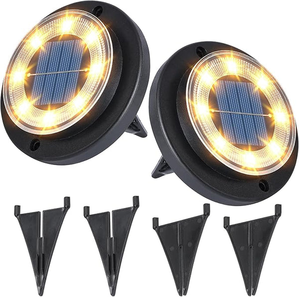 Flacchi Solar Lights Outdoor - Solar Powered Ground Lights Outdoor Solar Disk Light Waterproof Landscape Light for | Lumora