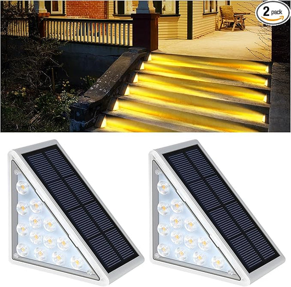 LED Solar Step Lights Waterproof Outdoor Stair Lights, Warm White Solar Deck Light IP67 Solar Decoration Lights for | Lumora