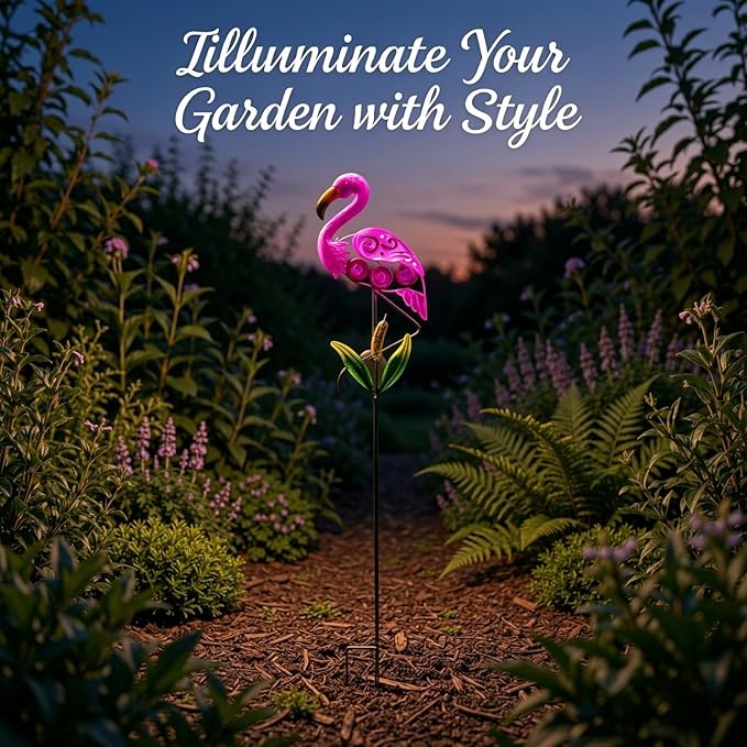 Flamingo Solar Pathway Lights, 36.2 In Metal Waterproof Garden Decor, For Lawn, Yard, Patio, Outdoor Solar Lamp