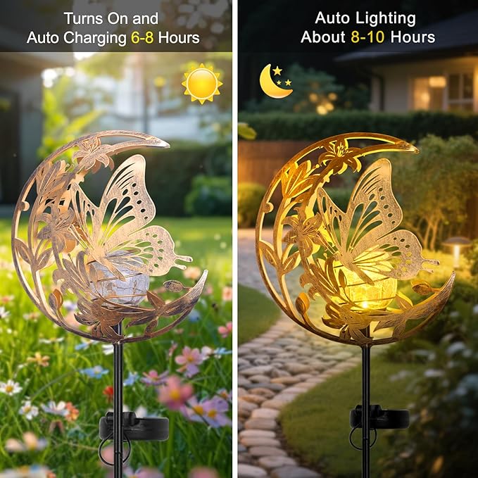 JOBOSI Solar Butterfly Floor Lamp, Waterproof Outdoor Solar Light for Garden, Yard, Patio Decor, Auto On/Off, Long-Lasting Battery, Unique Gift for Mom, Grandma, Christmas