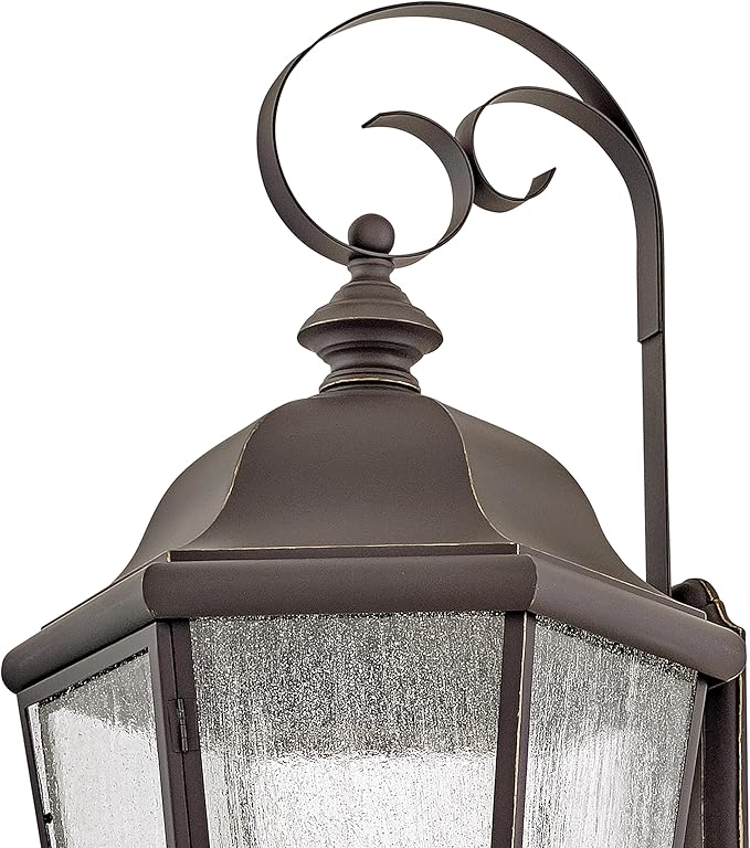 Hinkley Edgewater Outdoor Extra Large Wall Mount Lantern - Clear Seedy Glass, Aluminum - Oil Rubbed Bronze Finish | Lumora