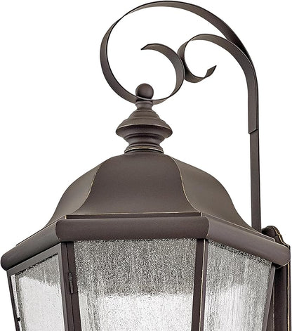 Hinkley Edgewater Outdoor Extra Large Wall Mount Lantern - Clear Seedy Glass, Aluminum - Oil Rubbed Bronze Finish