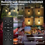 100FT Outdoor String Lights with 64+4 Bulbs (1.5FT Bulbs Spacing), Remote & Dimmer, Commercial Patio String Lights | Lumora