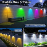 Brizled Solar Fence Lights Outdoor, 8 Pack 9 Colors & 11 Modes - Warm White/Cool White/RGB Color Changing Solar | Lumora