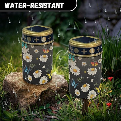 Solar Pathway Lights,Daisy Butterfly Solar Lights Outdoor, Solar Path Lights Waterproof, Solar Lights for Walkway Yard Driveway Backyard