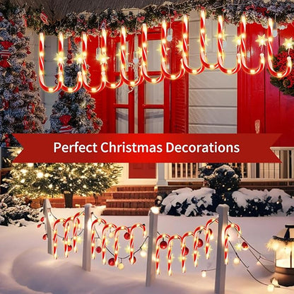21" Solar Candy Cane Lights Christmas Decorations Outdoor 12 Pack Jumbo Candy Cane Pathway Lights with 8 Modes LED for Party, Patio, Garden, Lawn & Yard Decor