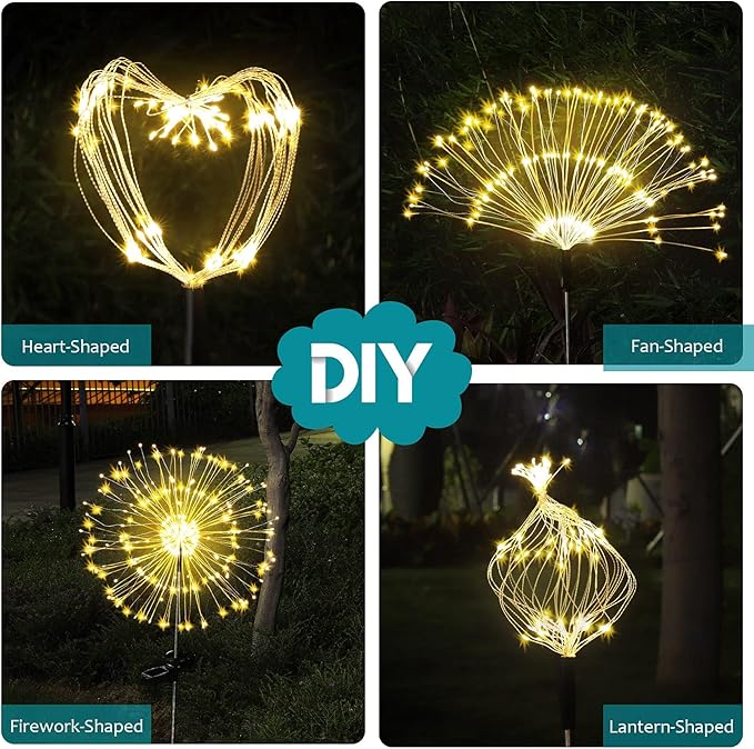 JJGoo Solar Firework Lights, 2 Pack 135 LEDs 2 Lighting Modes Solar Garden Lights Outdoor Waterproof for Yard Patio | Lumora