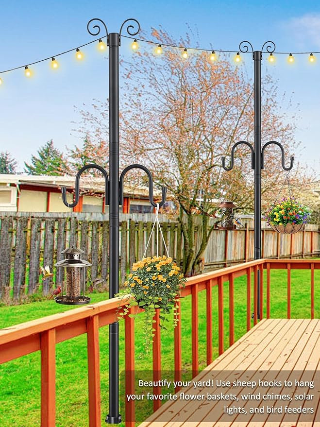 1.5 Inch Heavy Duty String Light Poles with 16.9” Spiral Ground Anchor - for Patio, Deck & Holiday Lighting, 8.5FT | Lumora