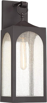 Possini Euro Design Tyne Modern Outdoor Wall Light Fixture Bronze Steel Lantern 20 1/2" Clear Seedy Glass Panels | Lumora