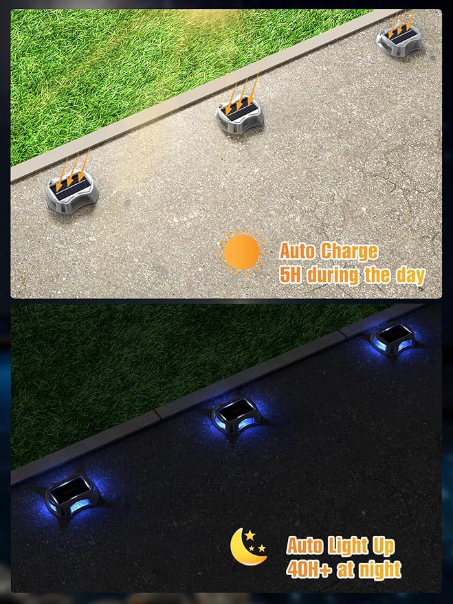Solar Driveway Lights Solar Dock Lights 9 Colors in 12 Pack, Waterproof IP68, Outdoor, for Driveway Markers, Marine | Lumora