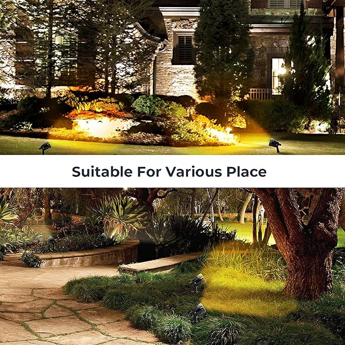 HANNAHONG 5W AC120V Landscape Up Down Spot-Light with Spiked Stand and Base,Warm White COB LED for Lawn Garden | Lumora