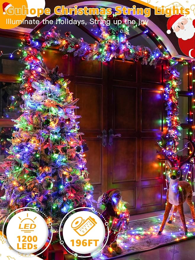 Christmas String Lights Indoor 1200LED 196FT, Waterproof Outdoor String Lights with Remote and Timer, 8 Modes | Lumora