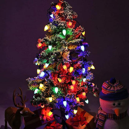 C9 Christmas Lights Outdoor, 33ft 50 LEDs Christmas String Lights with 8 Modes, 5 Sets Connectable, IP65 Waterproof Outdoor Indoor Vintage Fairy Lights for Christmas Tree Holiday Party Decor