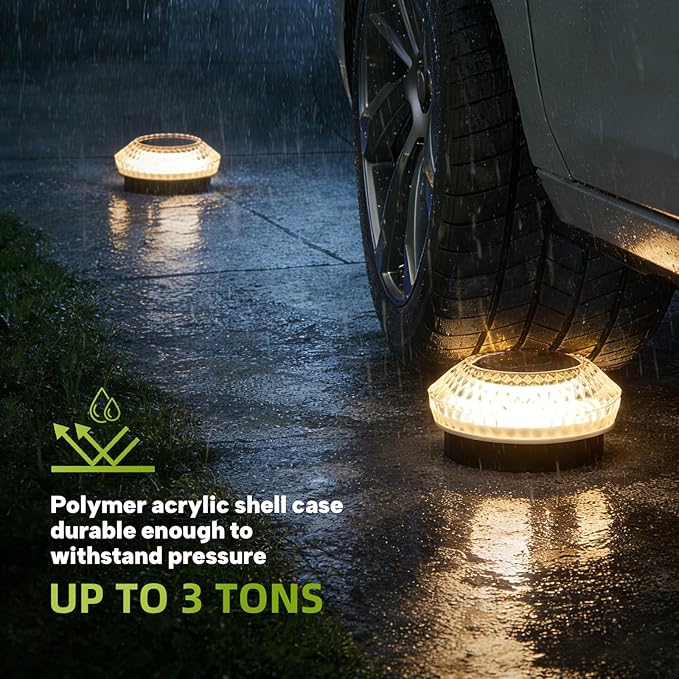 Solar Deck Lights Outdoor - IP67 Waterproof Dock Lights Solar Powered, 12PK Solar Driveway Lights Outdoor Step Lights for Sidewalk Garden Pathway Yard Stair(Warm White)