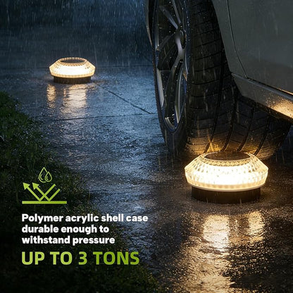 Solar Deck Lights Outdoor - IP67 Waterproof Dock Lights Solar Powered, 12PK Solar Driveway Lights Outdoor Step Lights for Sidewalk Garden Pathway Yard Stair(Warm White)