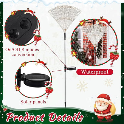 6 Pcs Mardi Gras Solar Firework Lights Solar Lights Outdoor Garden 120 LED 8 Modes Waterproof LED Sparkler Outdoor for Carnival Patio Yard Pathway Walkway (Red,Yellow,Green)