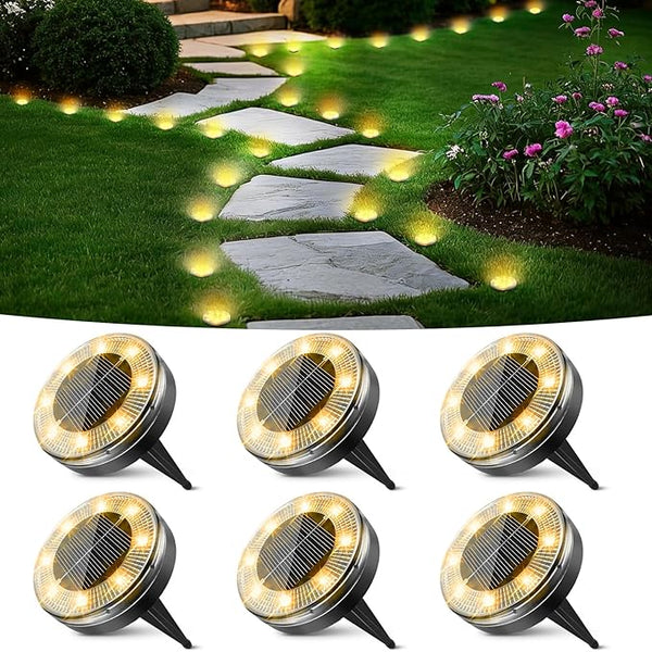 Peasur Mini Solar Ground Lights, 6 Pack Flat Solar Disc Lights Outdoor Waterproof, 2.3 Inch Small Solar Garden | Lumora