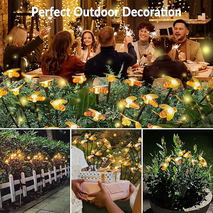 Solar Firework Lights 2Pcs Garden Lights Outdoor Waterproof, 120 LED Distribution in 40 Branches Copper Wire | Lumora