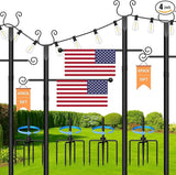 4 Pack String Light Poles 10 Ft - Patio Adjustable Stand with Fork, Backyard Heavy Metal Lighting Posts for Outside | Lumora