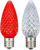 Novelty C9 LED Faceted Ultra Bright Dimmable Outdoor Christmas Light Replacement Bulbs, 25PK (Red/Pure White) | Lumora