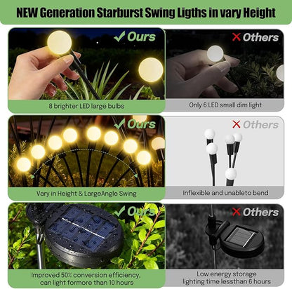 Solar Garden Lights, Solar Lights Outdoor, Firefly Light for Patio Decor,Yard Pathway Decoration, Warm White Lights(4 Pack-32 LEDs)