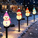 Solar Christmas Snowman Pathway Lights Outdoor Decor, 4pcs Waterproof Snowman Stake Landscape Lights, Solar Powered | Lumora