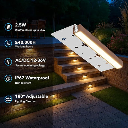7 Inch Retaining Wall Lights Hardscape Lighting IP67 Waterproof, LED Outdoor Step Lights Low Voltage 12V, 2700K Warm White, Landscape Lights for Outdoor Stone Walls Patio Deck Stair Fence