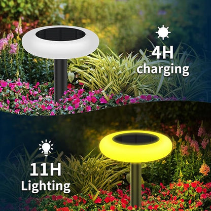 Colorful Solar Lights Outdoor, Color Changing Solar Lights with Remote, Colorize Pathway Lights Solar Garden Lights for Landscape Walkway Patio Yard Pool Garden