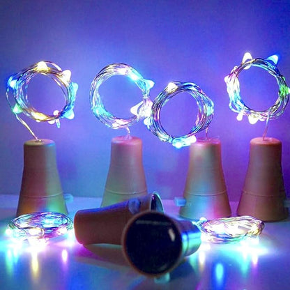 6 Pack Solar Powered Wine Bottle Lights, 20 LED Waterproof Copper Cork Solar Lights for Wedding Christmas, Outdoor, Holiday, Garden, Patio, Pathway Decor (Colorful)