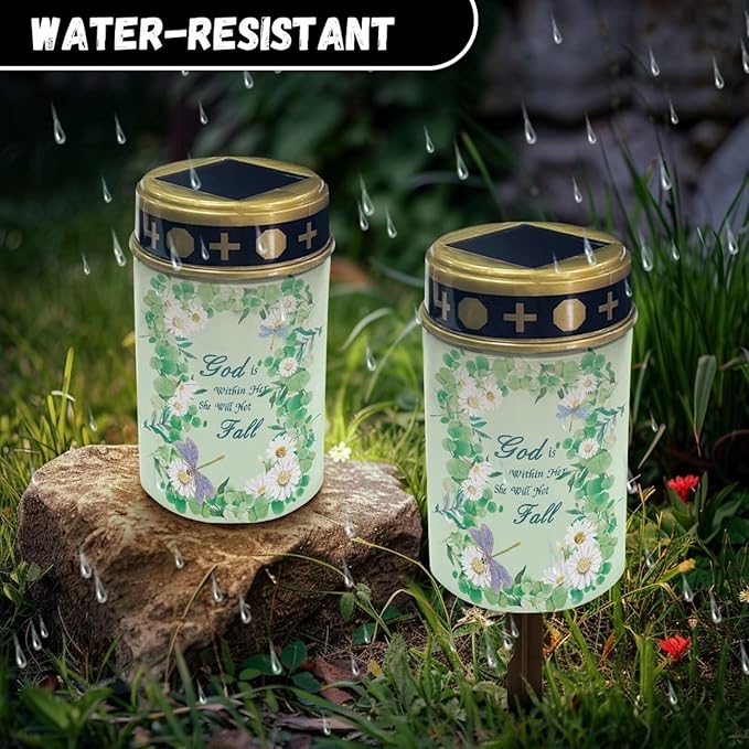 White Daisy Outdoor Solar Lights for Yard Decorative Waterproof Solar Light for Cemetery Grave Flameless Candle for Cemetery Garden Backyard Outdoor Decor Multipurpose Solar Lights