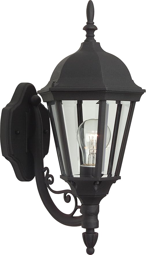 Craftmade Z317-TB Straight Glass Outdoor Wall Mount Sconce Lighting, 1-Light, 100 Watts, Textured Matte Black (8" W x 18" H)