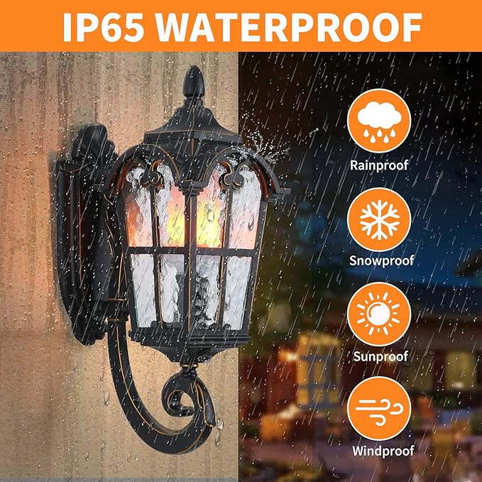 LONEDRUID Dusk to Dawn Sensor Outdoor Wall Light Fixtures Black Roman 17.71" H Exterior Wall Lantern Waterproof | Lumora