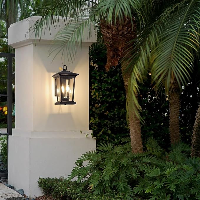Dusk to Dawn Outdoor Wall Lantern, Large Exterior Wall Sconce Light Fixture with E12 Base, Waterproof Wall Mount | Lumora