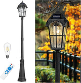Emliviar 85.4" Black Solar Powered Street Light Fixture for Pathway with Remote - Outdoor Security Flood Light | Lumora