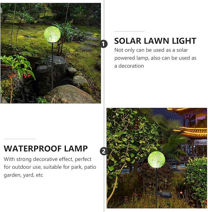 Solar Mosaic Ball-Shaped Lawn Light Outdoor Waterproof Solar Garden Path Light for Patio Landscape Decoration