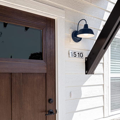 Design House Mason Farmhouse Gooseneck Barn Light, Outdoor Exterior Porch or Patio Wall Light Fixture, Navy, 8 Inch Diameter, 1-Pack, 579334