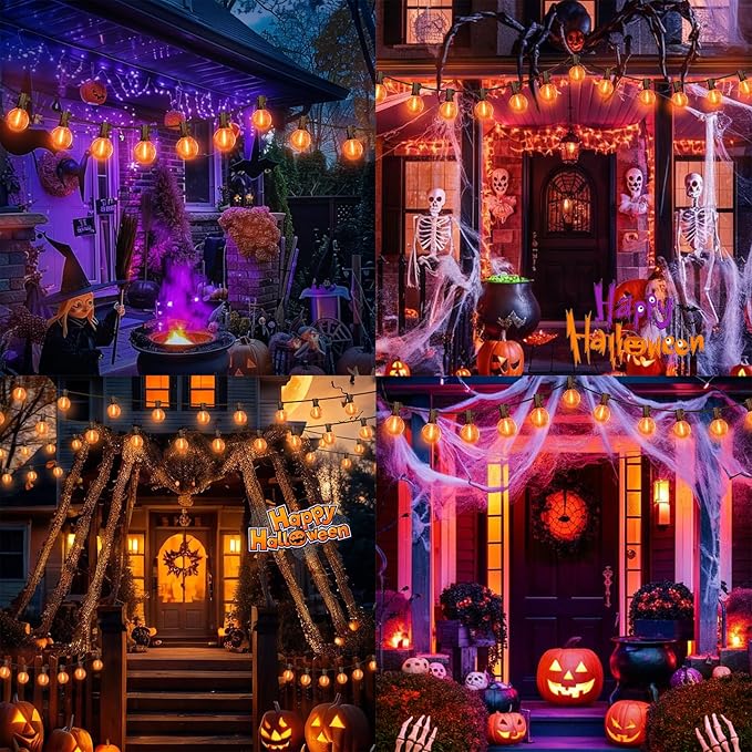 LAMPHOME Globe Outdoor Halloween String Lights, 26FT Patio Lights with 12+1Edison Shatterproof Bulbs(1Spare) | Lumora
