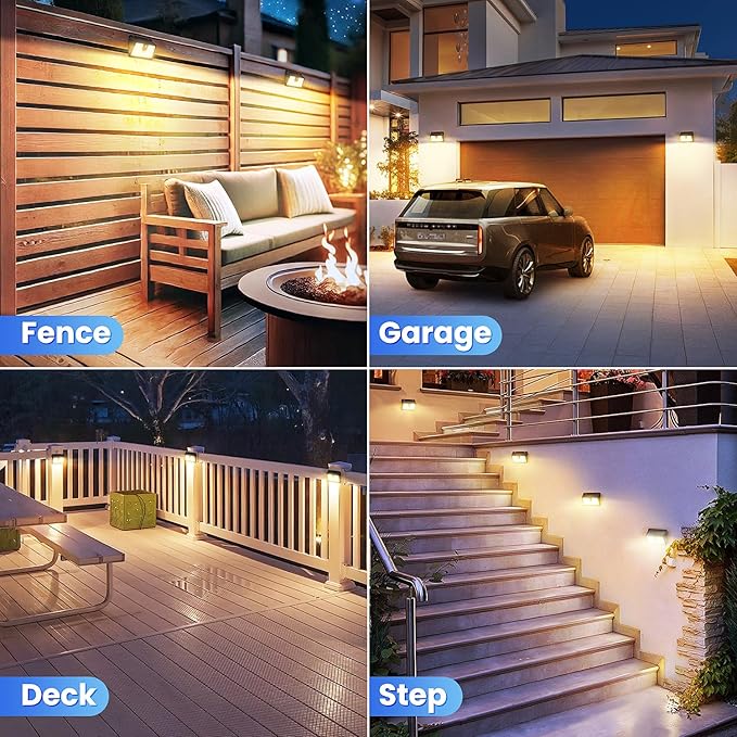 [10 Packs] Solar Motion Sensor Outdoor Lights, Super Bright Solar Lights Outdoor Waterproof, 3 Lighting Modes Security Wall Light for Outside Walking Dog Fence Backyard Deck Garden Door Step Garage