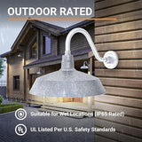 17in. Galvanized Finish Outdoor Gooseneck Barn Light Fixture with 14.5 in. Long Extension Arm - Wall Sconce | Lumora