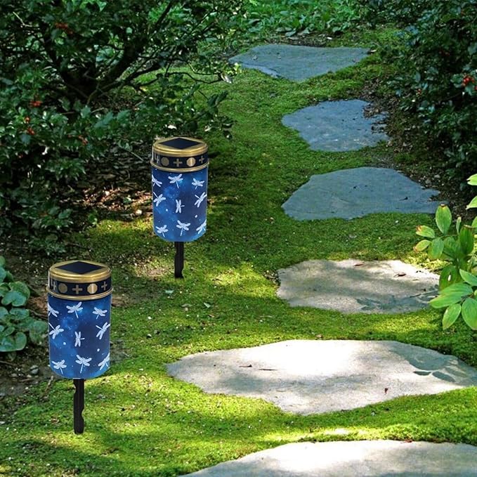 Garden Solar Light, Starry Dragonflies Grave Solar Lights for Cemetery, Waterproof, Solar Powered, Easy to Install, Decorate Lawn, Patio, Fence, Backyard