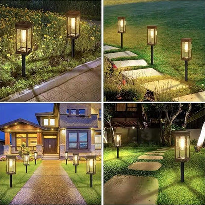 Outdoor Solar Lights, Path Lights Waterproof, Garden Lights, 4-Pack Landscape Lighting for Garden Walkway Sidewalk Backyard Lawn Yard Decoration (Warm White)