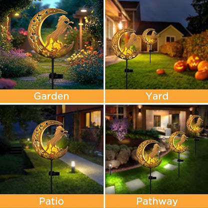 Horse Solar Lights Moon Garden Decor, Horse Gift for Women, Garden-Cracked Glass Ball Solar Lights, Unique Gift Ideas for Gardening Mom Grandma, Outdoor Decorations Patio Yard Lawn Backyard Decor