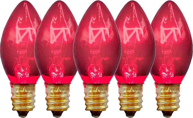 EST. LEE DISPLAY L D 1902 Outdoor Patio String Lights Bulbs & Green Hanging Cord Set Christmas Holiday Seasonal Light Bulbs & Cord Included 25FT C-9 E17 (Green Wire, Pink)