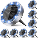 Peasur Mini Solar Ground Lights Outdoor, 8 Pack Flat Solar Powered Disc Lights, IP68 Waterproof, Anti-Rust | Lumora